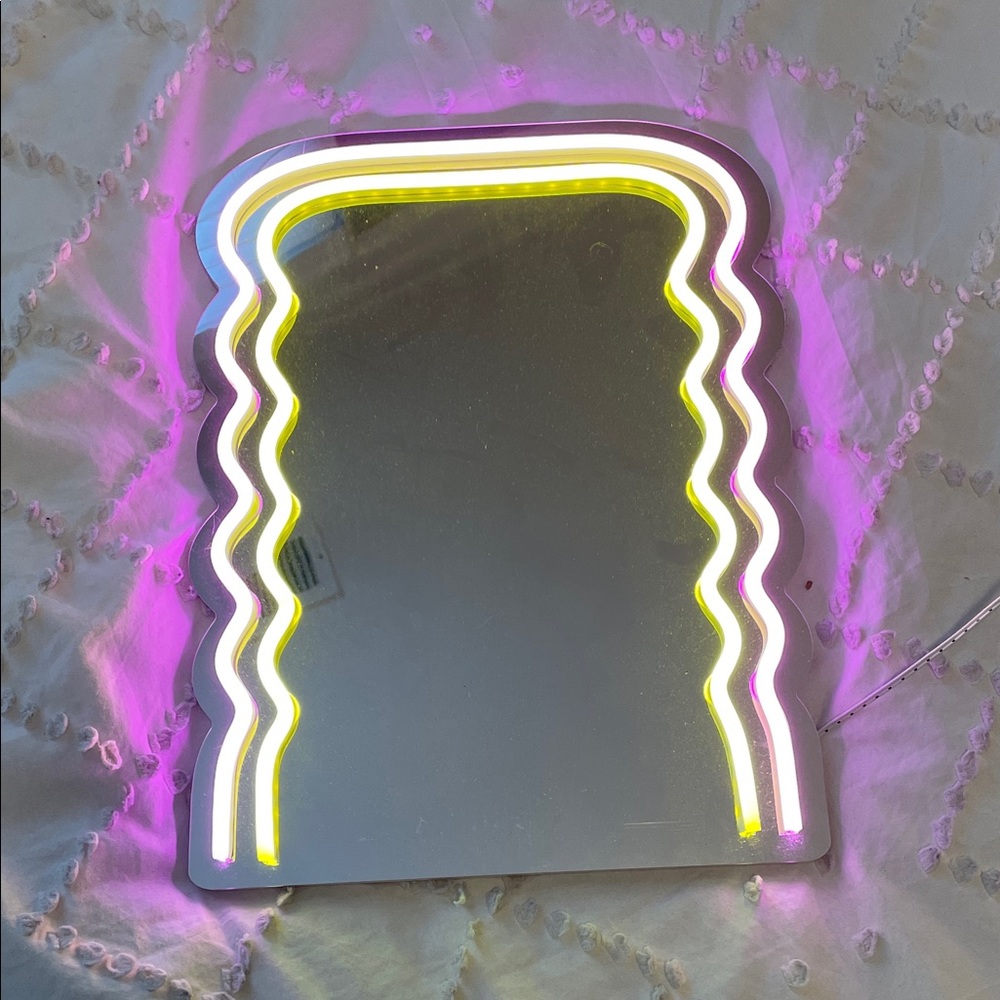 Neon Wavy Mirror with LED Lights